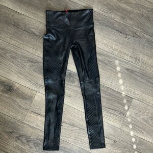 SPANX faux leather moto leggings size small